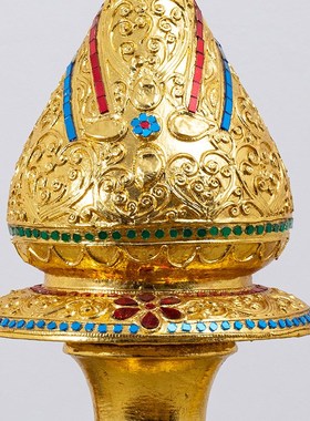 实木金色佛塔装饰摆件工艺品木制东南亚玄关供奉W桌面摆设饰品