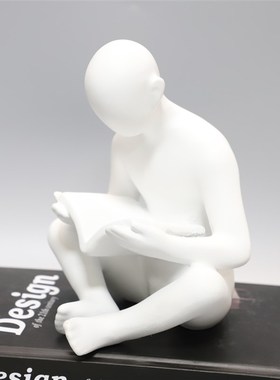 简约树脂低头g看书人物摆件售楼处样板间家居客厅桌面装饰品