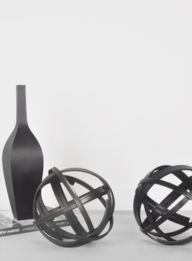 北欧几何球形摆件简单奢极书桌前台酒店工程金T属软装饰品摆设