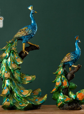 创意孔雀欧式轻i奢配饰客厅电视柜酒柜装饰摆件家居饰品摆设工艺