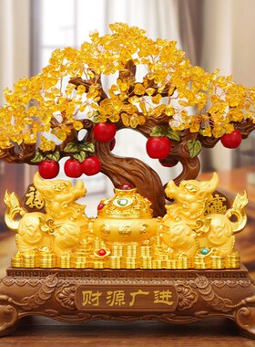 貔貅摆件招财摇i钱树发财树公司前台办公室店铺收银台装饰开业礼