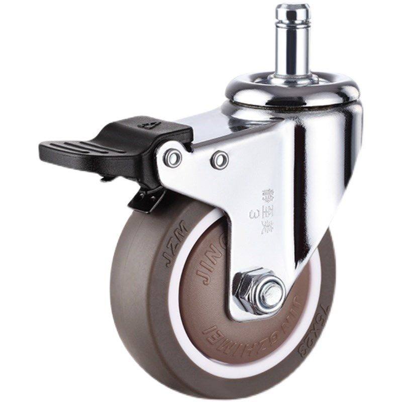 静音餐车轮子橡胶不伤地板万向轮卡簧刹车脚轮3寸4寸滚轮软胶滑轮,淘宝优惠券,粉丝福利购,淘宝优惠卷