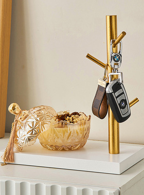 北欧简约钥匙收纳摆件首饰挂架玄关入户桌面办公S置物托盘家居装