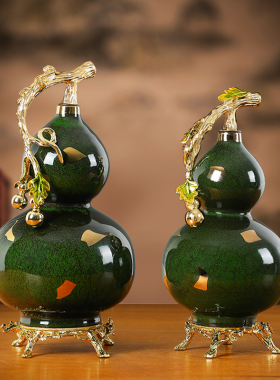 新中式陶瓷葫芦摆件客厅办t公室玄关装饰摆设乔迁轻奢新居开业礼