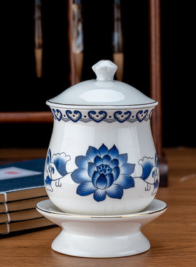 佛具用品 d陶瓷描金莲花圣水杯家用招财供杯净水杯佛前供奉摆件