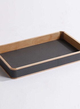 轻奢简约样板间h装饰品实木质长方形托盘卧室餐厅客厅收纳摆盘摆