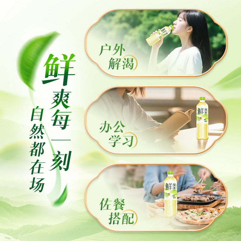 康师傅无糖鲜绿茶500ml*15瓶整箱清爽解腻饮品绿茶饮料官方正品,淘宝优惠券,粉丝福利购,淘宝优惠卷