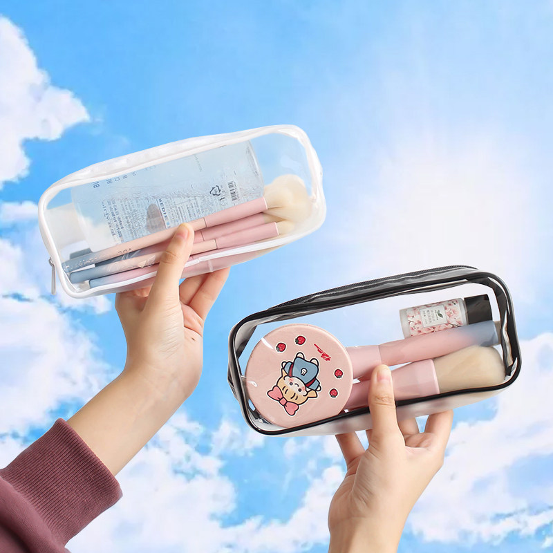 韩国ins风简约透明视窗包边pvc笔袋少女学生考试文具笔盒收纳包袋,淘宝优惠券,粉丝福利购,淘宝优惠卷