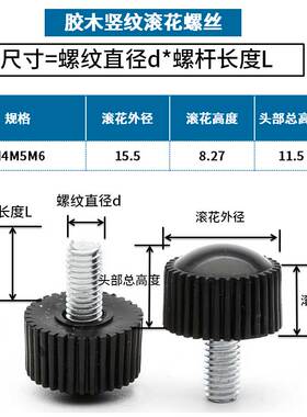 M4M5M6 圆头直纹把手螺丝 塑料手拧螺丝 可调胶木手柄螺丝 7折