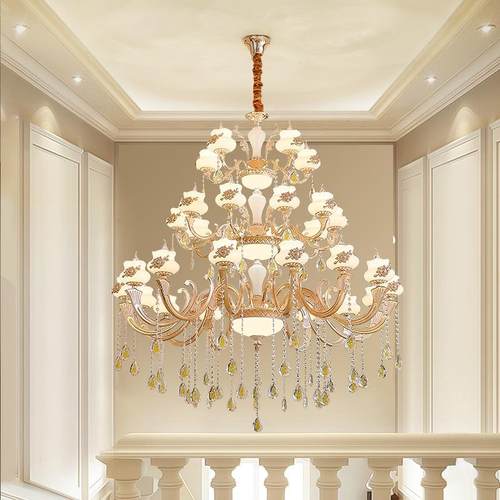 复6521式楼大吊灯别墅客厅三梯层长水晶灯欧式楼中大厅楼间楼吊灯 - 图1