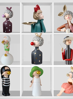 北欧创意b泡泡女孩家居客厅摆件轻奢风电视柜装饰品新婚女生日礼