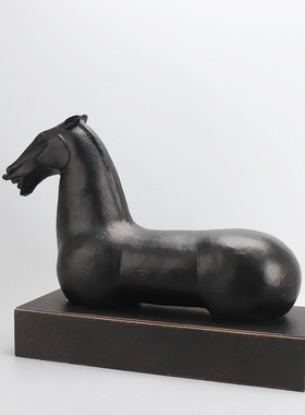 新中式轻奢极简雕塑马摆件x客厅玄关酒店样板房间家居软装饰品