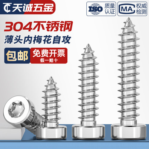 304不锈钢薄圆柱头内梅花杯头自攻尖尾螺丝ST2M2.3M2.6M3M4M5M6mm - 图0