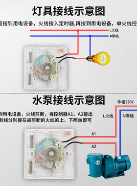 定时开关控制器220V机械式倒计时自动断电86型水泵定时器插座面板