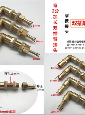 铜等径2分穿板直通水箱水桶穿孔隔板弯宝塔插管6 8 10 格林头排水
