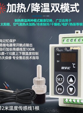 碧河BF-D220A+导轨式双路输出温度控制器太阳空气能热水泵带探头