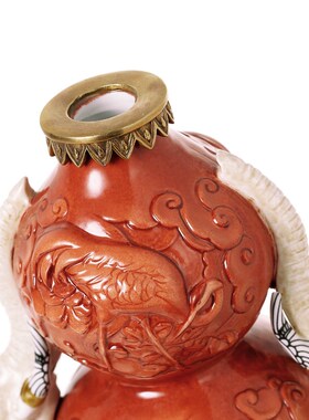 欧式中国结红葫芦双象陶瓷铜家B居大象吉祥客厅玄关工艺品摆件