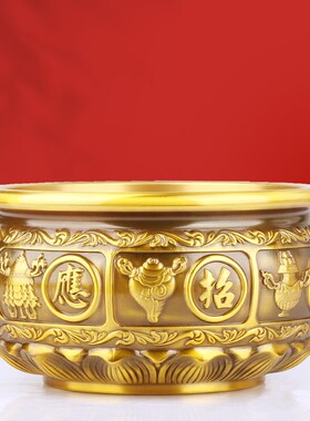 纯铜八宝招财进宝聚宝盆摆件客厅玄D关装饰品店铺开业礼品中式装