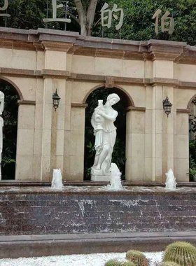 欧式落地人物雕像塑像女神摆w件工艺品庭院门厅家居水景流水装饰