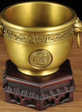 聚宝盆纯铜招财乔迁家居客厅装饰品办F公室桌摆设店铺开业礼品摆