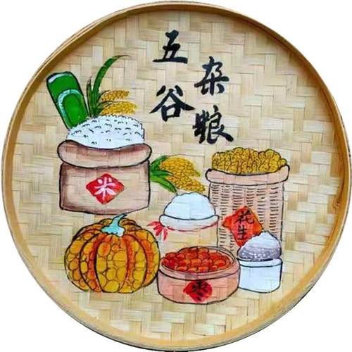 手绘竹编簸箕画乡振田园庭兴壁画农耕文化美村丽乡村F965S599竹筐 - 图3