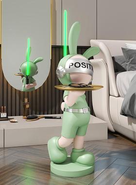 益家居落地柜科技光剑兔托摆件电视旁盘边方办公室RKD5532装饰品