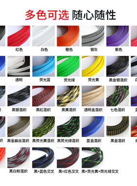PET编织网管 20mm蛇皮网 黑银混织 三织 伸缩编织套管