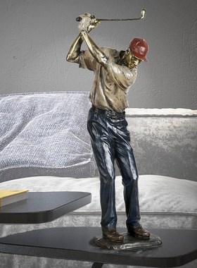 欧式家居新房装饰品办公室卧室B工艺树脂摆件高尔夫球运动人物