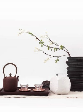 新中式创意陶瓷果盘摆件会所售楼处样板间K客厅螺旋花器装饰品摆