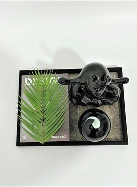 轻奢样板间客厅茶几创意马毛托盘玄关电视柜软装饰Y品餐桌果盘