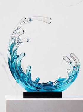 轻奢高档电视柜装饰摆饰艺术客厅玄关酒柜领导办T公室琉璃风生水