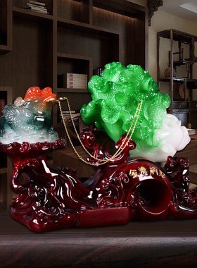 金蟾纳财招财玉白菜乔迁新居礼品店铺客厅装M饰开业送礼工艺品摆