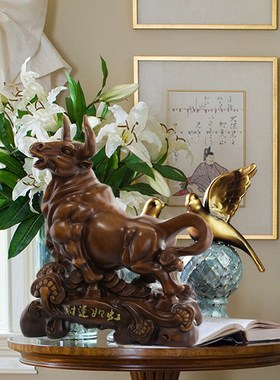 生肖牛摆件新中式客厅玄关电公司前台办公P室桌装饰品开业礼品