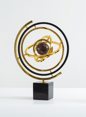 轻奢金属地球仪摆件领导办公室桌面高档摆设样T板间书房装饰品