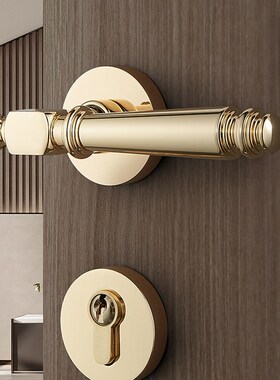 睿高美式纯铜门锁室内卧室家用木门分体锁具通用型全铜门把手轻奢