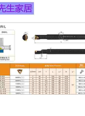 数控内螺纹大小头车刀SNR0005K06-A12/0006K06-A16/0008M08-A16s8