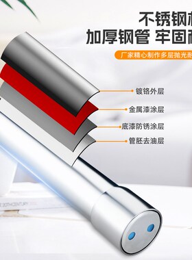 不锈钢晾衣杆伸缩式衣柜挂杆可调节衣杆打孔衣橱柜衣通架横杆配件