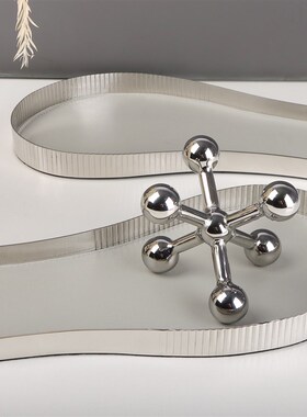 不锈钢创c意脚掌皮革桌面托盘摆件客厅餐酒店柜台样板房间软装饰