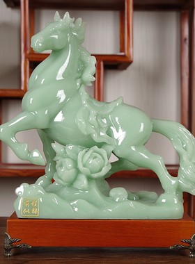 马摆件玉石工艺礼品摆饰p酒柜玄关房间客厅创意办公室中式装饰马