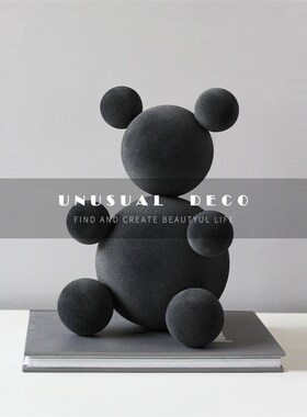 轻奢卡通克莱因蓝圆球熊摆件创意桌面样板间书V房客厅卧室装饰