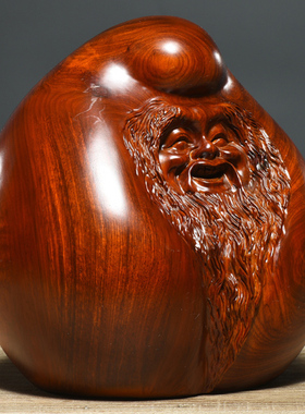 刺史花梨木雕刻寿桃摆件老寿星红木家F居工艺品送长辈祝寿生日礼