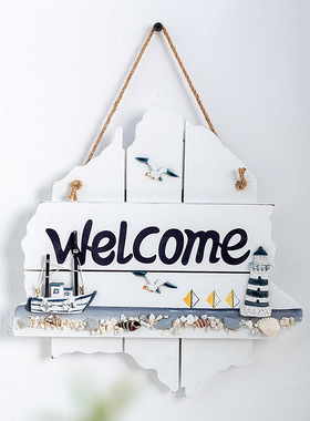 欢迎光临挂牌创意房间装饰门牌地中海海洋风welcome欢迎光临挂件