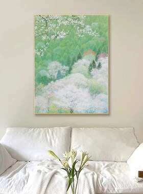 法式奶油风卧室装饰画春季新款绿色清新餐厅挂画客厅餐厅玄关壁画