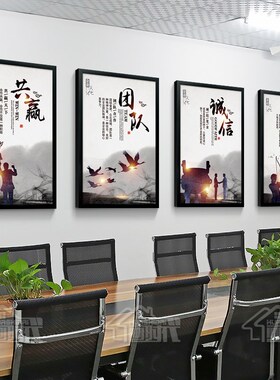 企业文化墙装饰画办公室挂画定制公E司励志壁画走廊团队标语会议