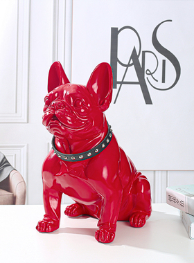 店铺摆件简约红色狗大号落u地犬模型家居样板间装饰工艺品开业礼
