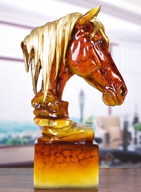 彩绘马头b摆件十二生肖马工艺品摆设家居创意马装饰品酒店大堂前