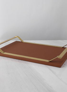 轻奢托盘样板间家m居摆件客厅玄关酒柜餐桌售楼处大堂软装饰品