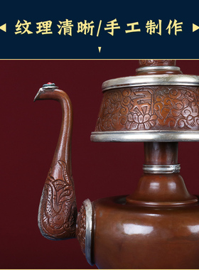 铜贲巴壶a尼泊尔手工奔巴壶净水壶文巴壶供瓶家居桌面装饰摆件大