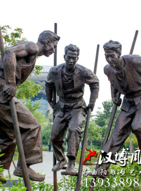 大型城市广场雕塑玻璃钢仿铜x渔船采莲船民俗人物铜雕户外园林景