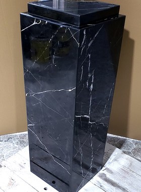 双层天然c黑白根大理石底座艺术品展示台工艺品摆件柱客厅雕塑立